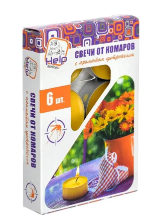 Свечи чайные от комаров 6шт  Help, фото 1