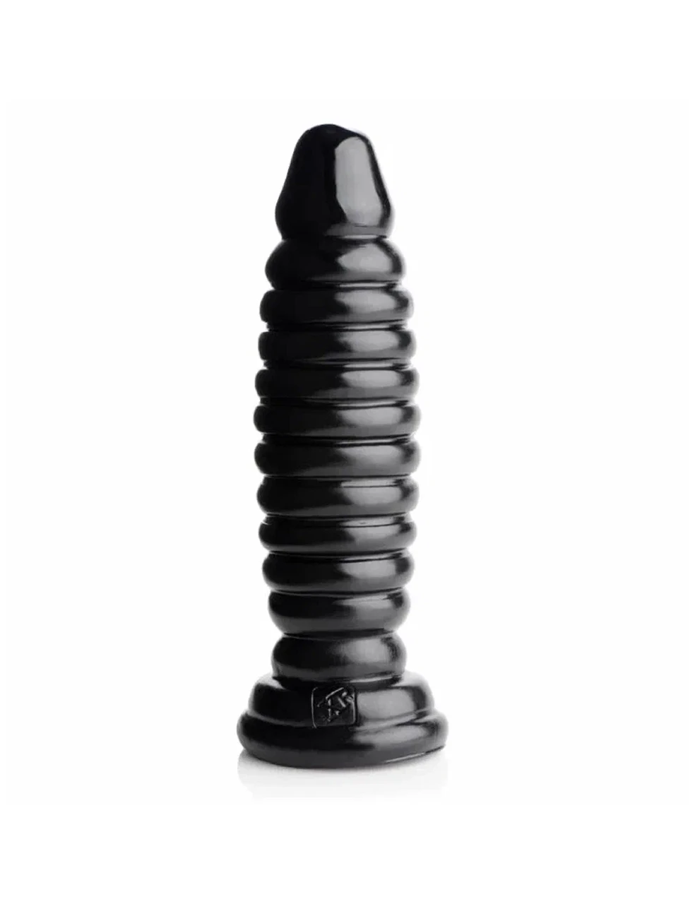 Ребристый анальный стимулятор Master Series Obsession 11 Anal Plug, черный, 17.8х5 см