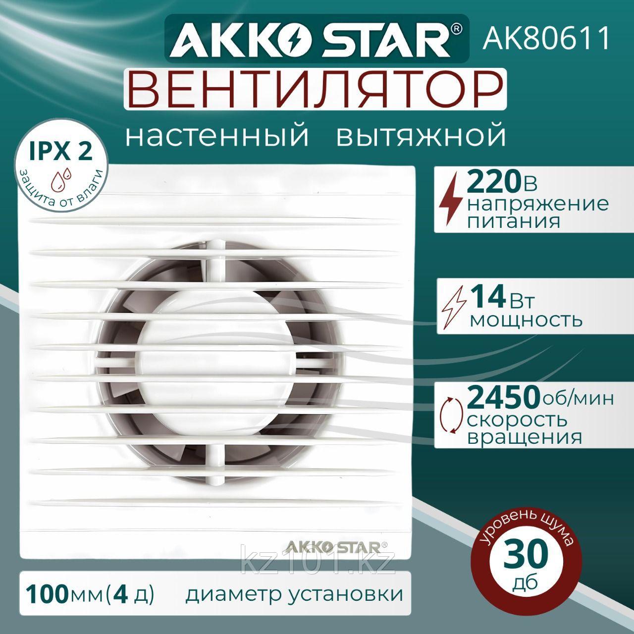Вытяжной вентилятор настенный AKKO STAR AK80611, 4 дюйма, фото 1