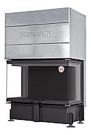 Каминная топка Экокамин ДЕЛЬТА 1000 PВ (от 80 до 175 м2) три стекла подовое горение принтинг черный шамот