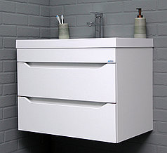 Тумба подвесная под умывальник "Радуга 80" Ева с двумя ящиками В2 Айсберг