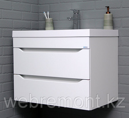 Тумба подвесная под умывальник "Радуга 80" Ева с двумя ящиками В2 Айсберг, фото 1