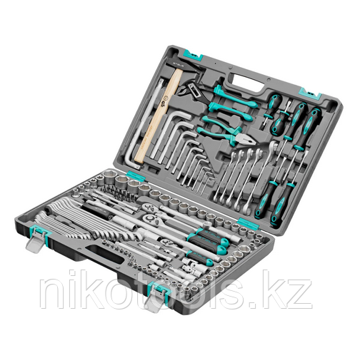 Набор инструментов, 1/2",3/8", 1/4", CrV, пластиковый кейс 142 предмета// Stels