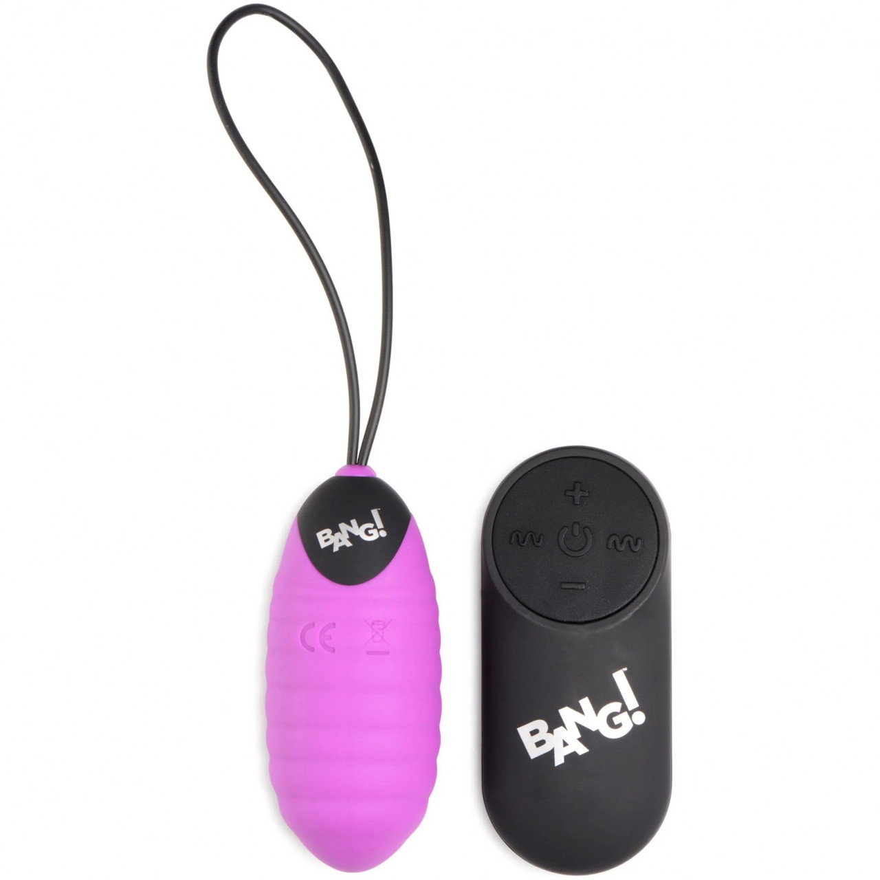 Ребристое виброяйцо Bang! 28X Ribbed Silicone Egg с дистанционным управлением, фиолетовый, 7х3 см