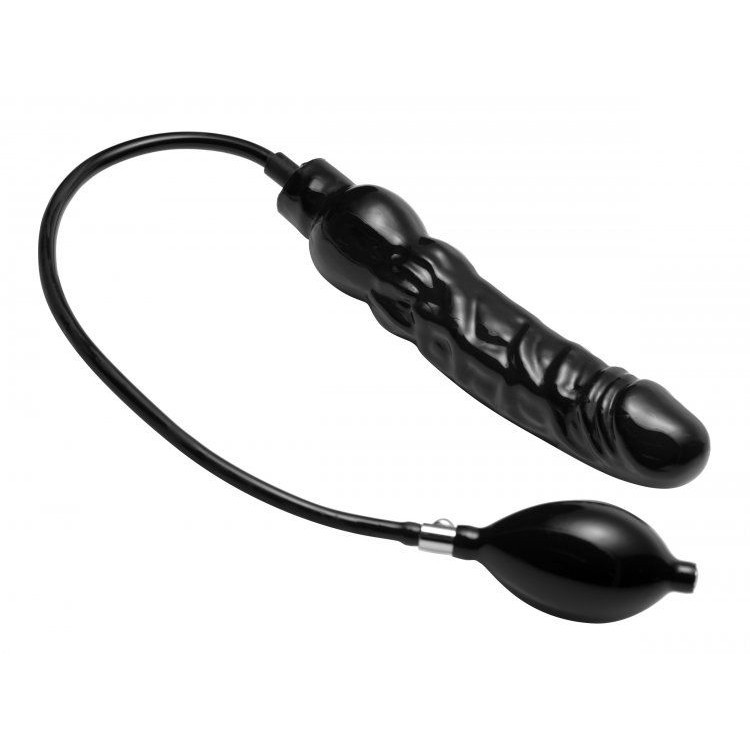 Фаллоимитатор с грушей Primal Inflatable Dildo, черный, 21,5 см