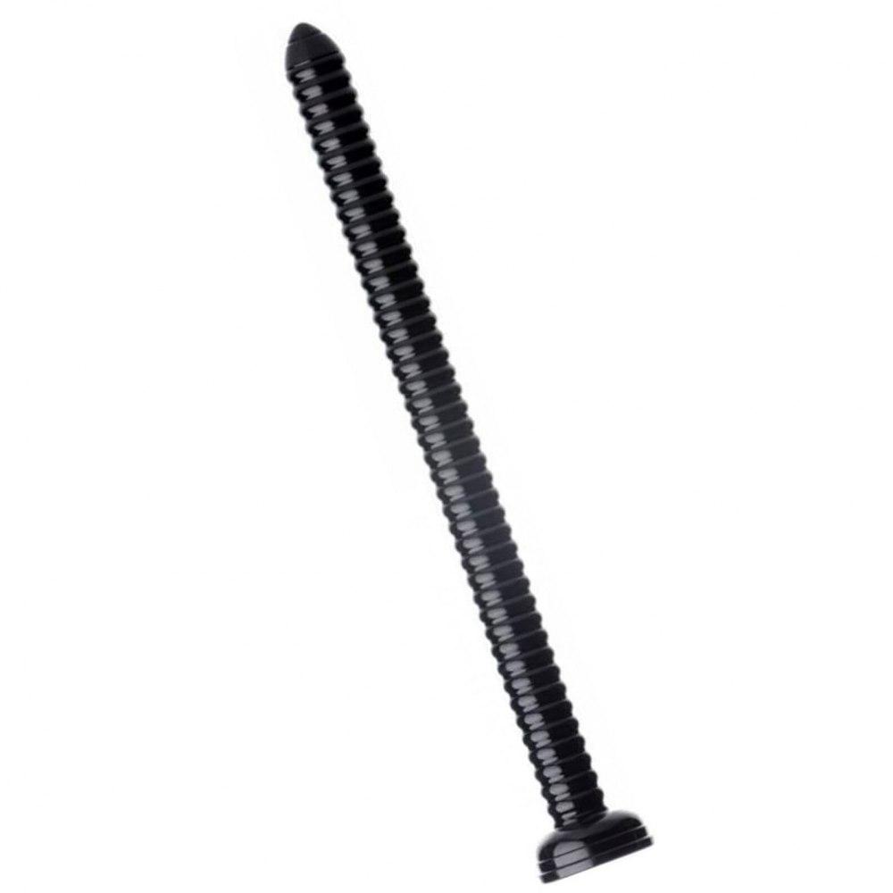 Огромный фаллос Hosed Ribbed Anal Snake Dildo, черный, 50.8х4.4 см