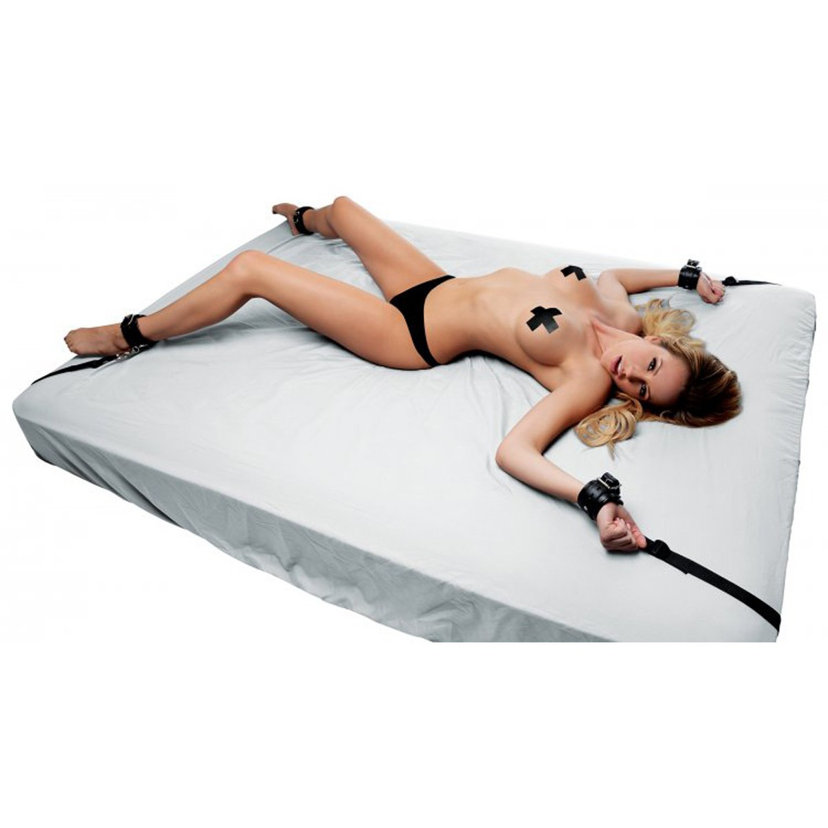 Комплект бондажных ремней с наручниками для кровати Strict Deluxe Bed Restraint Kit
