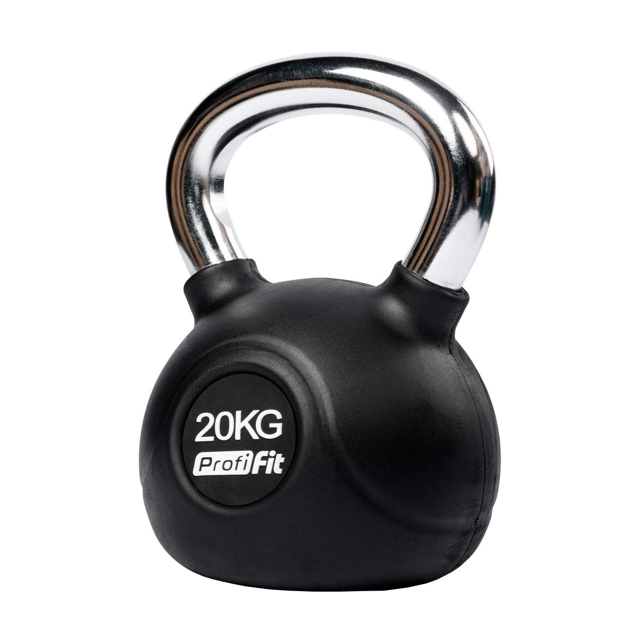 Гиря обрезиненная с хромированной ручкой PROFI-FIT 20 кг - фото 1 - id-p125859062