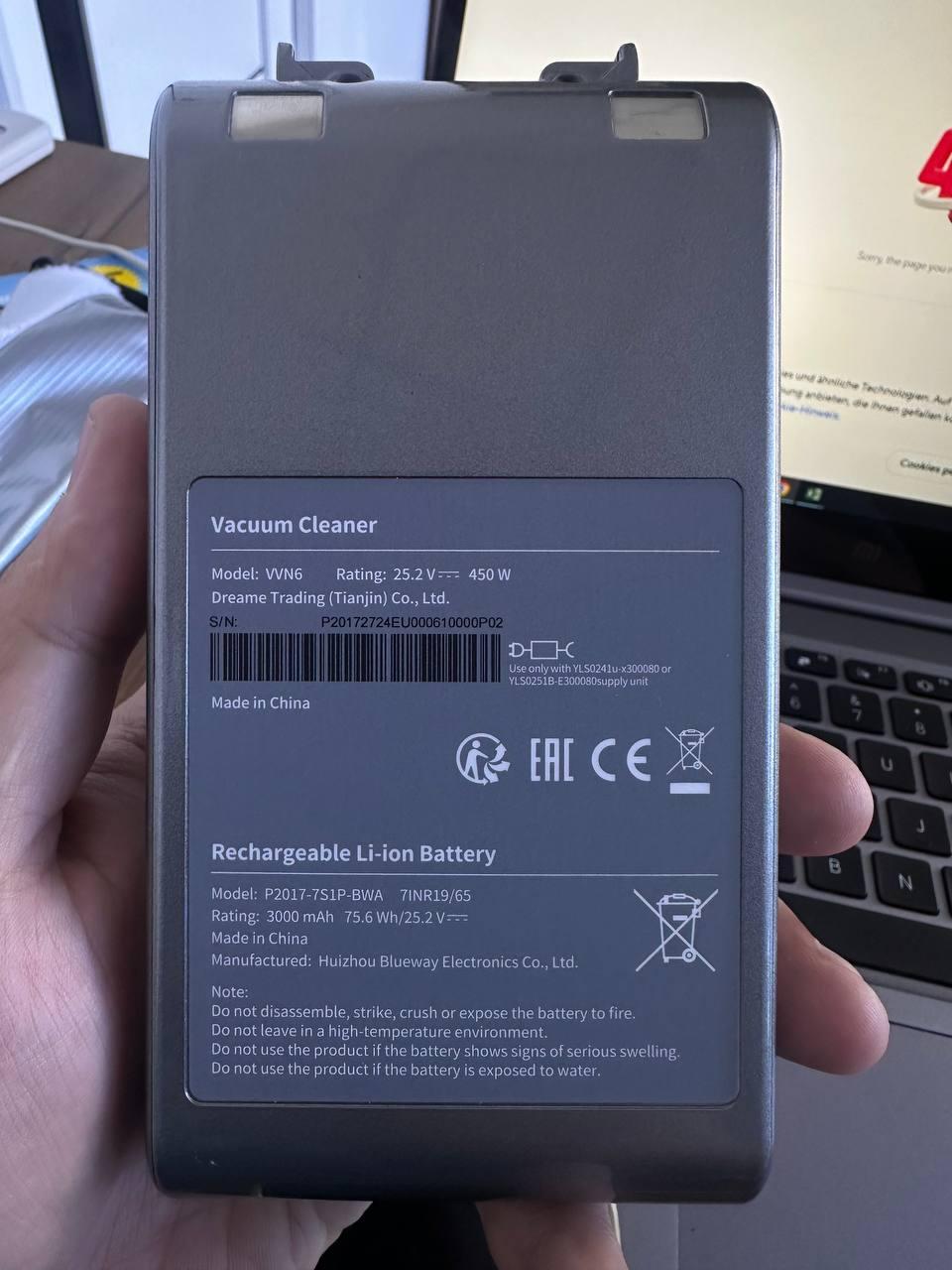 Аккумулятор для Dreame V11, V11 SE, Li-ion 3000 mAh P2017-7S1P-BWA оригинал, фото 1