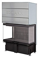 Каминная топка Экокамин ДЕЛЬТА 800 РB (от 65 до 150 м2) три стекла принтинг подовое горение черный шамот