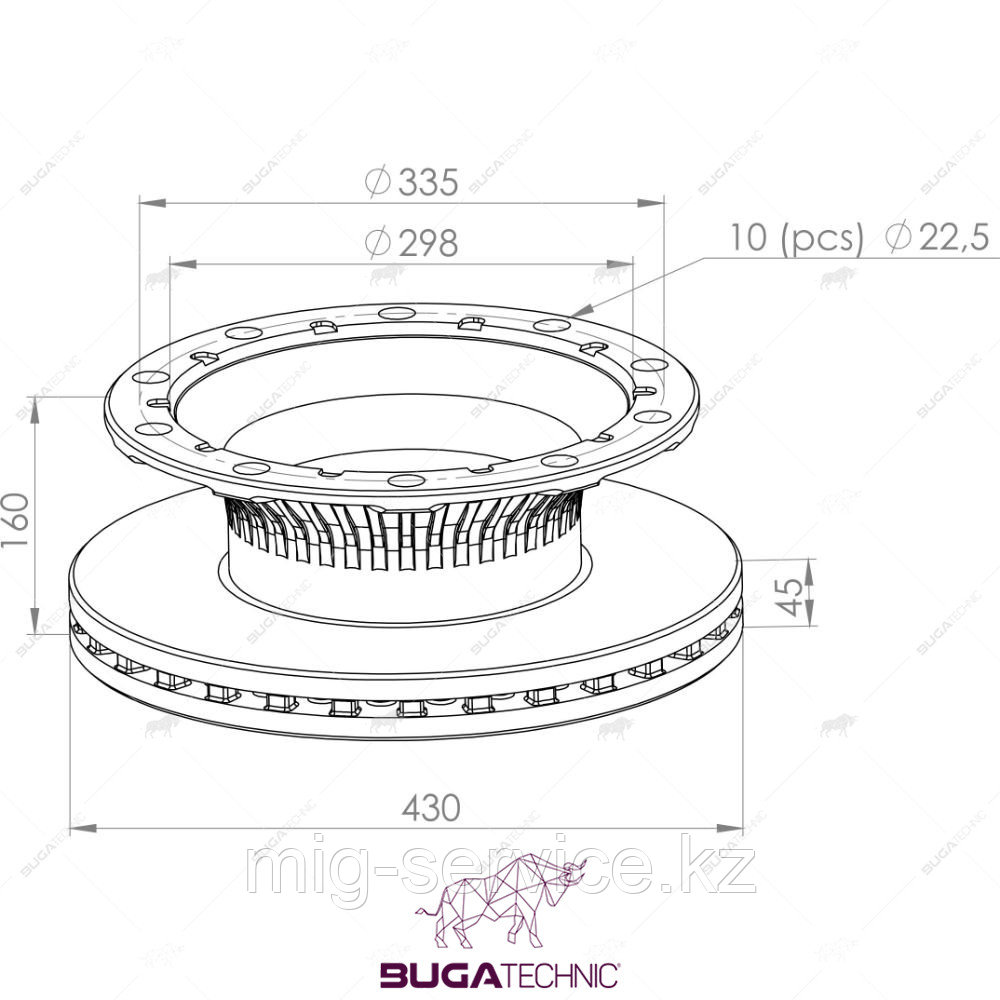 Диск тормозной BPW 430x160х45