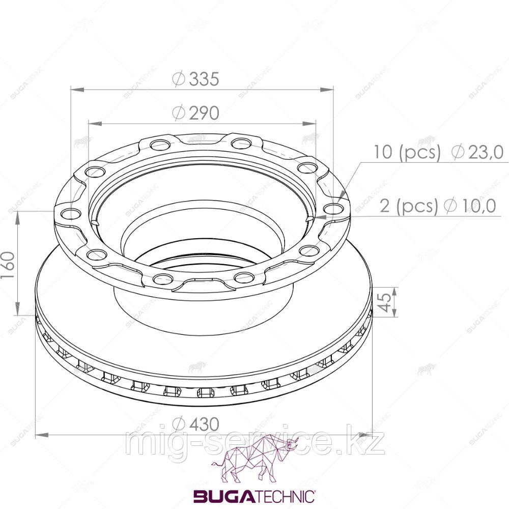 Диск тормозной BPW 430х160х45 лучевой