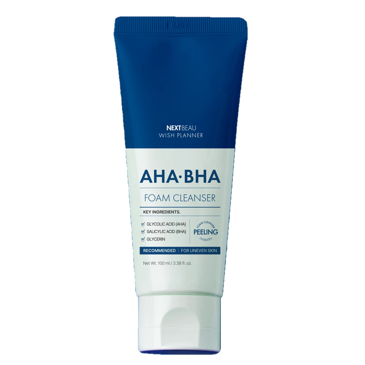 Nextbeau Пенка для умывания с AHA/BHA кислотами Wish Planner AHA/BHA Foam Cleanser / 100 мл., фото 1