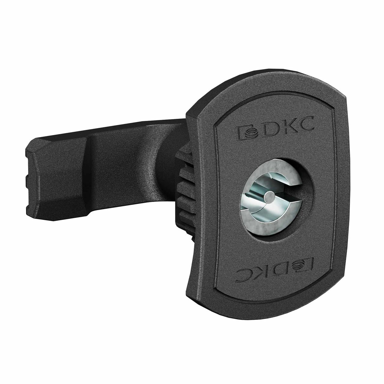 Поворотный замок с личинкой под двойную бородку 3 мм для навесных корпусов, полиамид, черный (R5CE208), фото 1