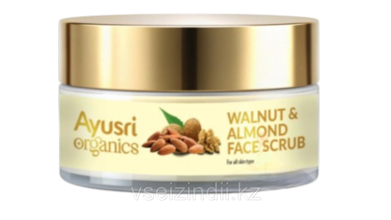 Скраб для лица с Грецким Орехом и Миндалем (Walnut and Almond face scrub AYUSRI), 50 гр, фото 1