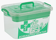 Аптечка для лекарств 10 л "Домашний Доктор" с вкладышем (контейнер для аптечки зеленый) 81003 (003)
