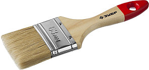 Кисть плоская ЗУБР "УНИВЕРСАЛ-МАСТЕР", натуральная щетина, деревянная ручка, 63мм (4-01003-063)