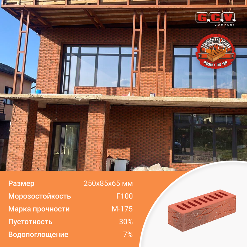 Кирпич евро формат (0,7НФ), размер 250х85х65 мм, фото 1