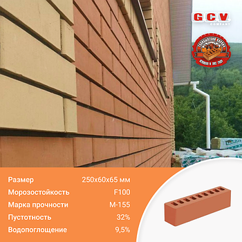 Кирпич облицовочный керамический половинка ИК-2