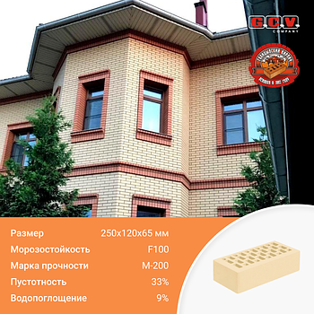 Кирпич одинарный (1НФ), 250х120х65 мм, Белые ночи, гладкий