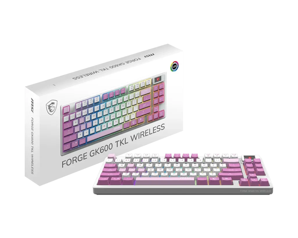 Игровая Клавиатура MSI FORGE GK600 TKL W VIOLET RU Белая, фото 1