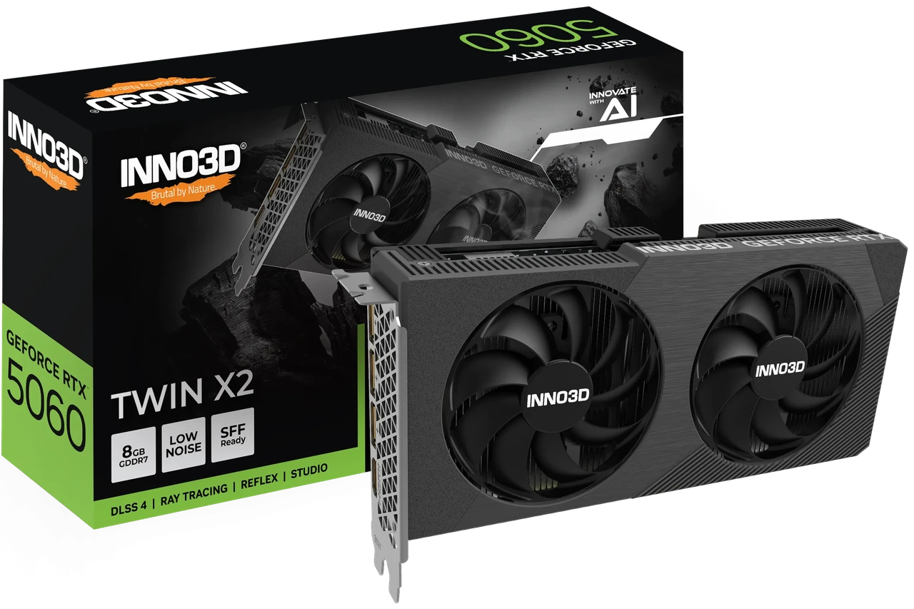 Видеокарта Inno3D GeForce RTX5060 TWIN X2 8G GDDR7 N50602-08D7-195071N, фото 1