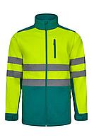 Двухцветная куртка софтшелл зеленый желтый