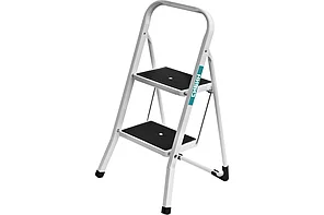 Стремянка, 2 ступени, c широкими обрезиненными ступенями, стальная, СИБИН