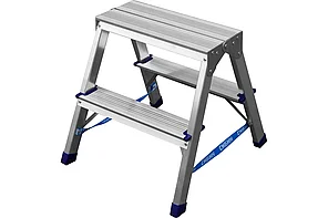 Стремянка двухсторонняя, 2 ступени, алюминиевая, СИБИН
