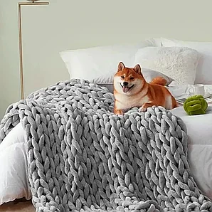 Утяжеленный бархатный плед крупной вязки, 8 кг