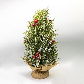 Декоративная елочка с изморозью и ягодами боярышника Silversage 45 см