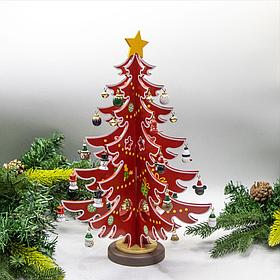 Декоративная красная деревянная елочка Fernsby red 23.5 см