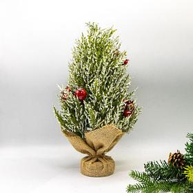 Декоративная елочка с изморозью и ягодами боярышника Silversage 35 см