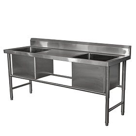 Ванна Моечная глубокая двухсекционная с рабочей поверхностью