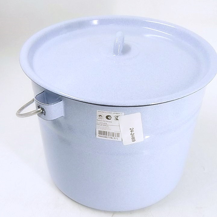 24-2469 Ведро 9л без деколи С-1221Ц/Рб Белый рябчик с крышкой, фото 1