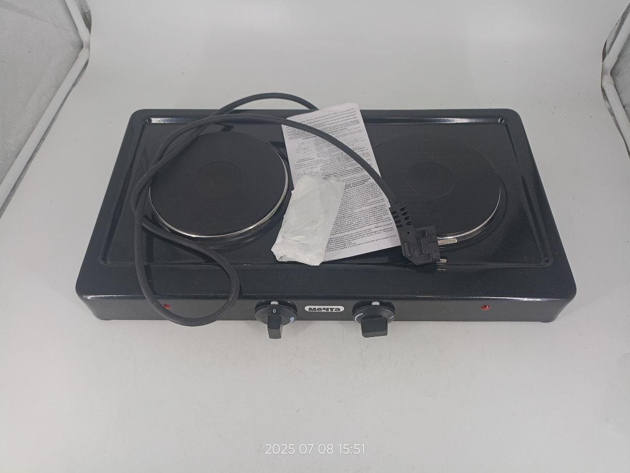 25-0692 Электрическая плитка Мечта 211Ч черная, 2 конфорки, чугун, фото 1