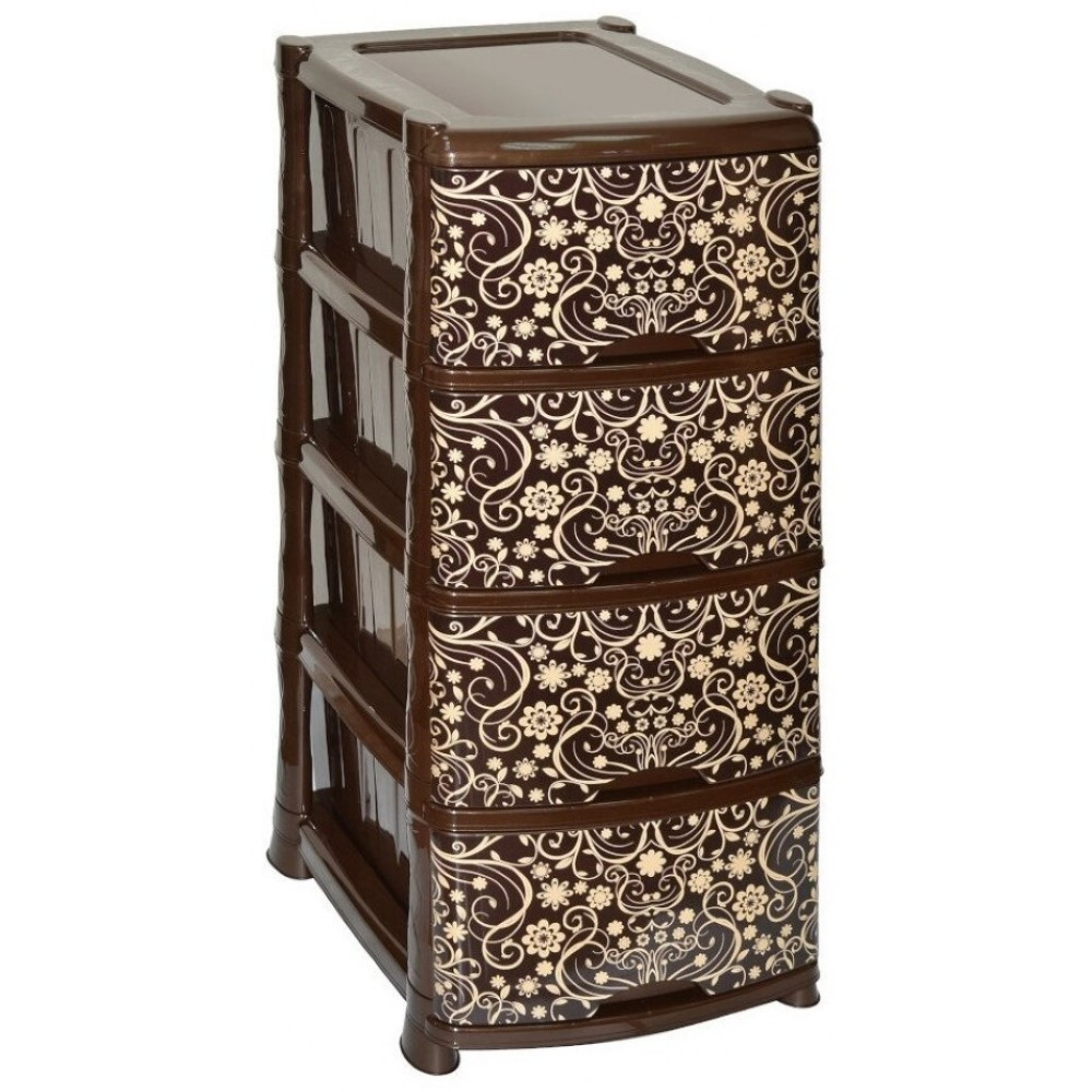 Уценка 23-0405 Комод пластиковый VIOLET Элегант 035272, 4 секции, темный, фото 1