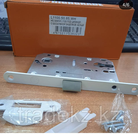 HIGHGRADE L1100.50.85.WH HG замок под цилиндр с бесшумной защёлкой белый, фото 1