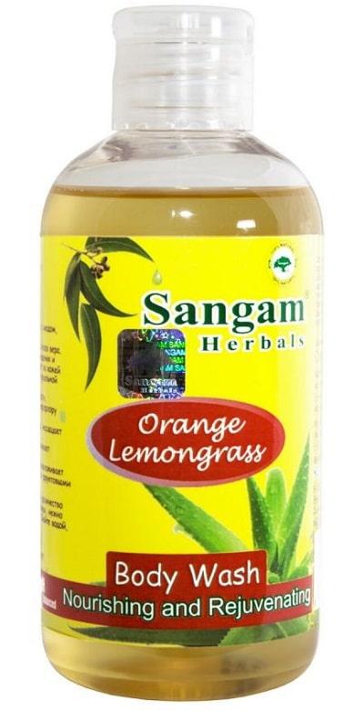 Гель для душа с Алоэ Вера «Апельсин и Лемонграсс» (Orange & lemongrass) Sangam herbals - 200 мл. (Индия)