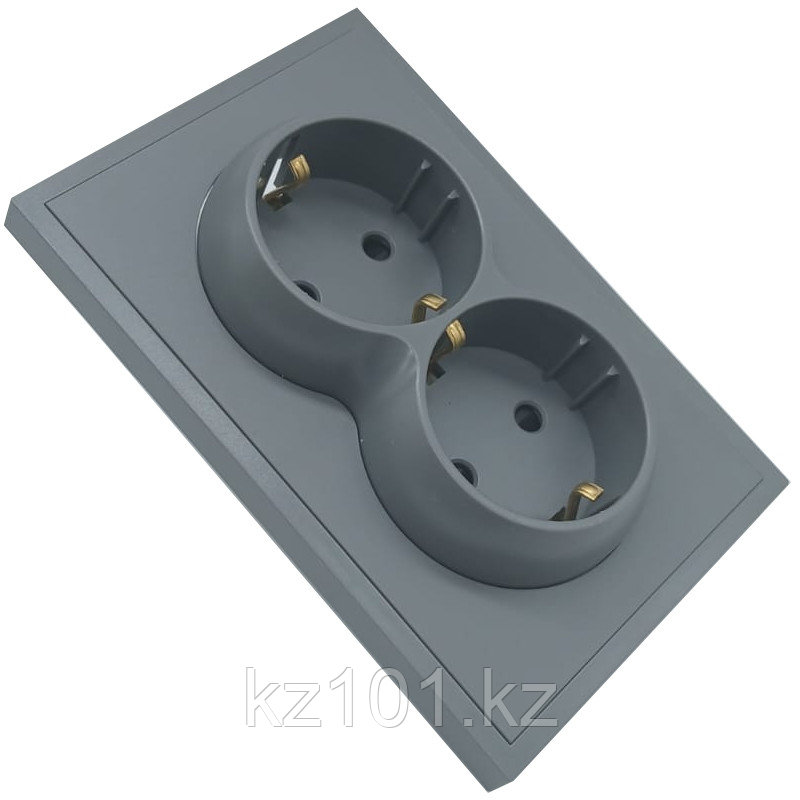 Двойная встраиваемая электрическая розетка с заземлением, 16А, W10-13
