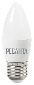 Лампа светодиодная LL-R-C37-6W-230-4K-E27 (свеча, 6Вт, нейтр., Е27) Ресанта, шт76/1/10