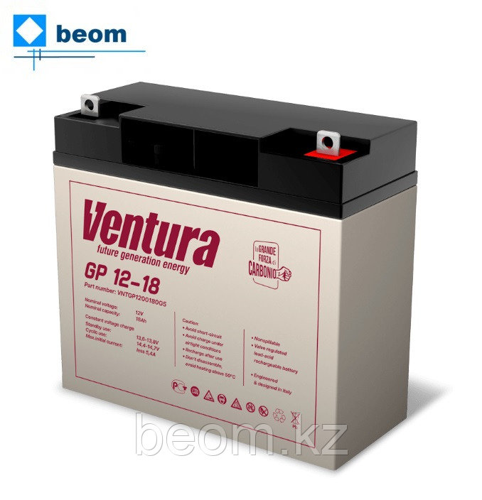Аккумуляторная батарея VENTURA GP 12-18 ( 12В 18Ач | размеры 181мм 77мм 167мм | вес 5.6кг ), фото 1