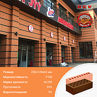 Кирпич одинарный (1НФ), 250х120х65 мм, Коричневый, гладкий