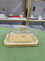 Масленка 15695088_395425435 прямоугольная 2 шт, дерево, стекло