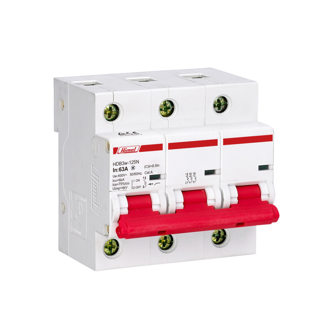 Автоматический выключатель Himel HDB3w-125 3P 100А С 10кА HDB3W125H3C100, фото 1
