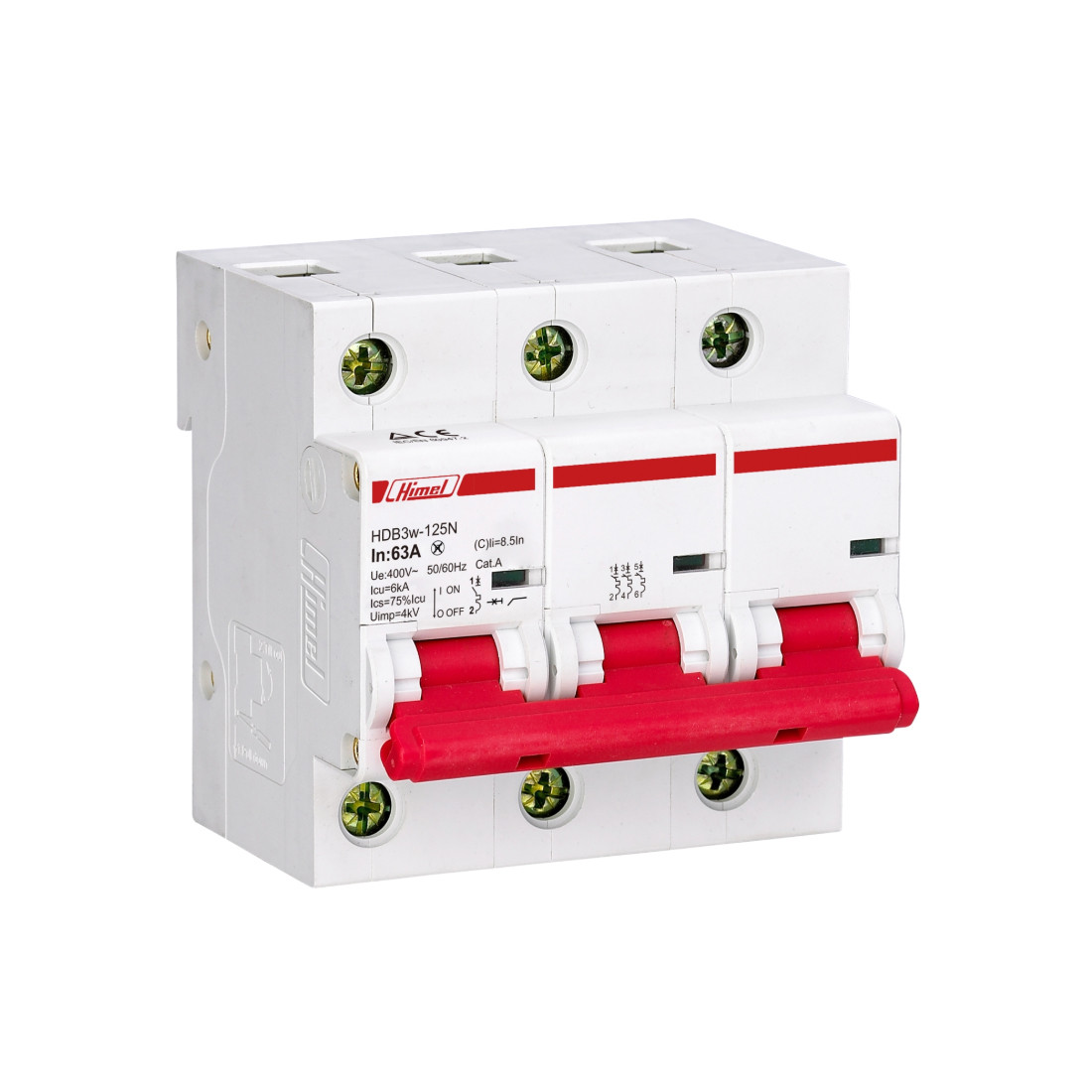 Автоматический выключатель Himel HDB3w-125 3P 80А С 10кА HDB3W125H3C80, фото 1
