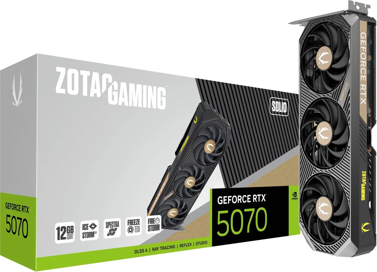Видеокарта ZOTAC RTX 5070  SOLID  12 Гб  GDDR7 ZT-B50700D-10P, фото 1