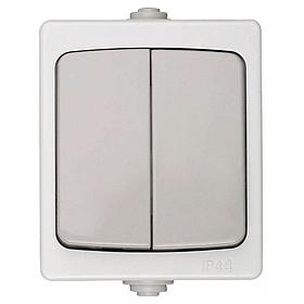 Выключатель СВЕТОЗАР "CITY LIGHT" двухклавишный 10А/250В SV-54336-W