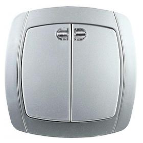 Выключатель двухклавишный СВЕТОЗАР "АКЦЕНТ" с подсветкой 10А/~250В SV-54235-SM