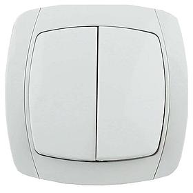 Выключатель СВЕТОЗАР "CITY LIGHT" двухклавишный 10А/250В SV-54234-W